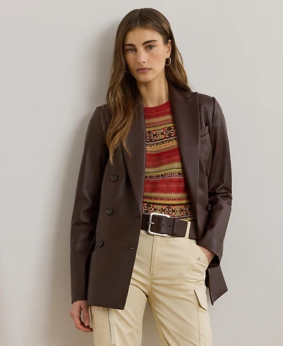 Lauren Ralph Women's Double-Breasted Lambskin Blazer