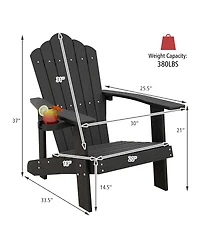 Gymax Patio Hips Outdoor Weather Resistant Slatted Chair Adirondack w/ Cup Holder