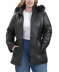 Bgsd Plus Uzima Leather Hooded Parka Coat