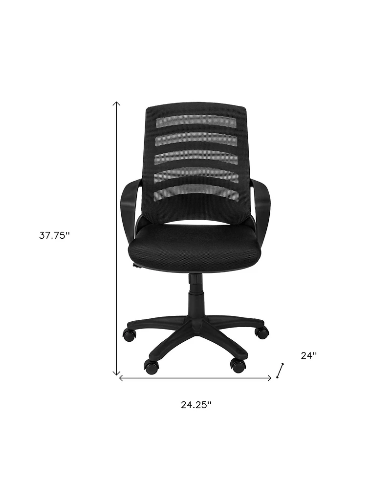 Black Polyester Seat Swivel Adjustable Task Chair Mesh Back Plastic Frame