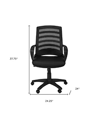 Black Polyester Seat Swivel Adjustable Task Chair Mesh Back Plastic Frame