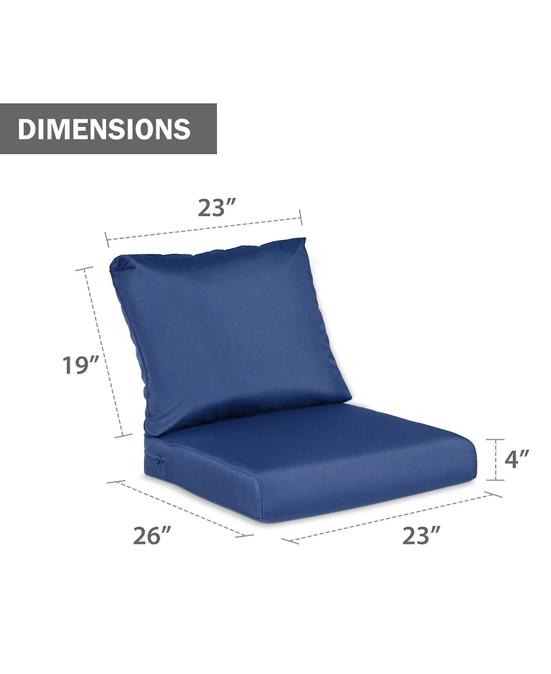 Aoodor Outdoor Chair Cushions Set of 2, 23"x26", Water Resistant Deep Seat with Handle & Adjustable Straps.