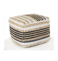 18" Tan Jute Ottoman