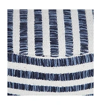 18" Blue 100% Cotton Ottoman