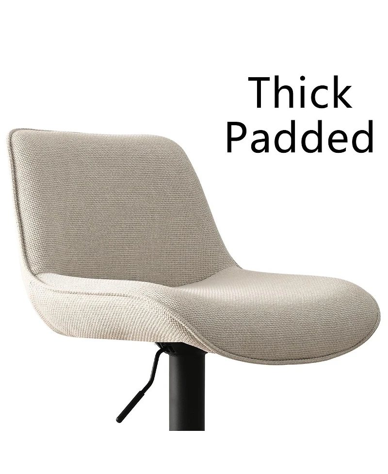 Set of 2 Adjustable Fabric Bar Stools, 360° Swivel Height Chairs with Footrest for Kitchen Island-Maison Boucle