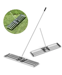 42 x 10 Inch Lawn Leveling Rake with Ergonomic Handle-Silver