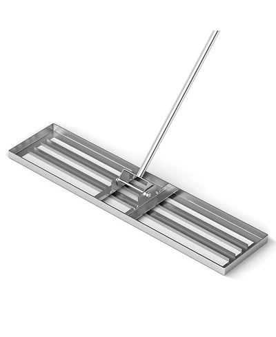 42 x 10 Inch Lawn Leveling Rake with Ergonomic Handle-Silver