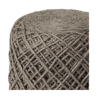 Soft Wool Cylindrical Pouf with Diamond Design for Home Decor and Footrest
