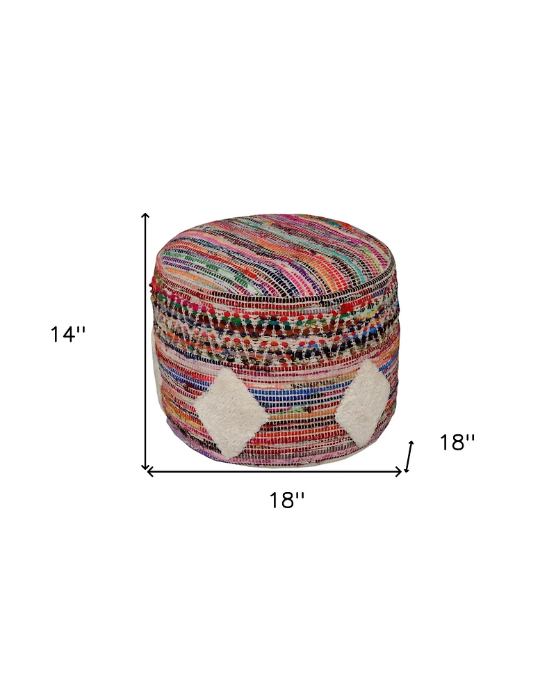 Cotton Blend Ottoman for Living Room Bedroom Seating and Home Decor
