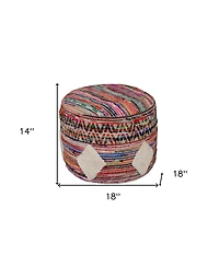 Cotton Blend Ottoman for Living Room Bedroom Seating and Home Decor