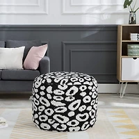 Cotton Blend Ottoman for Living Room Footrest and Comfortable Seating