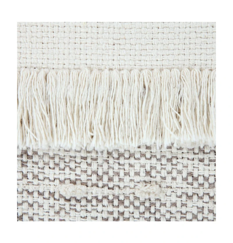 Cotton Striped Pouf Ottoman for Living Room and Bedroom Seating