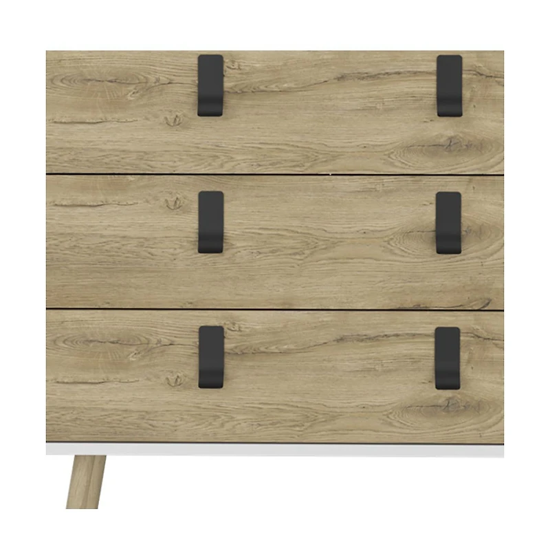 Wooden Three Drawer Dresser for Clothes and Bedroom Storage