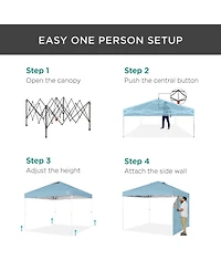 Best Choice Products 10x10ft Easy Setup Pop Up Canopy, Portable Tent w/ Side Wall, 1-Button Push