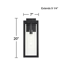 John Timberland Titan Modern Outdoor Wall Light Fixtures Set of 2 Mystic Black Rectangular Frame 20" Clear Glass for Post Exterior Barn