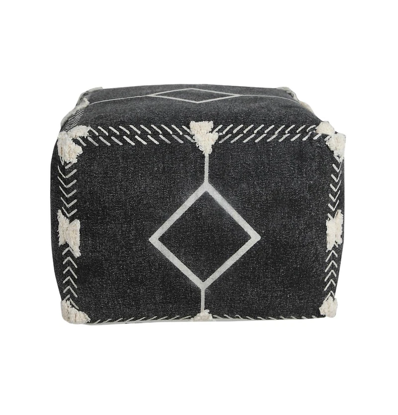 18" Black 100% Cotton Ottoman