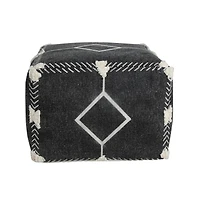 18" Black 100% Cotton Ottoman