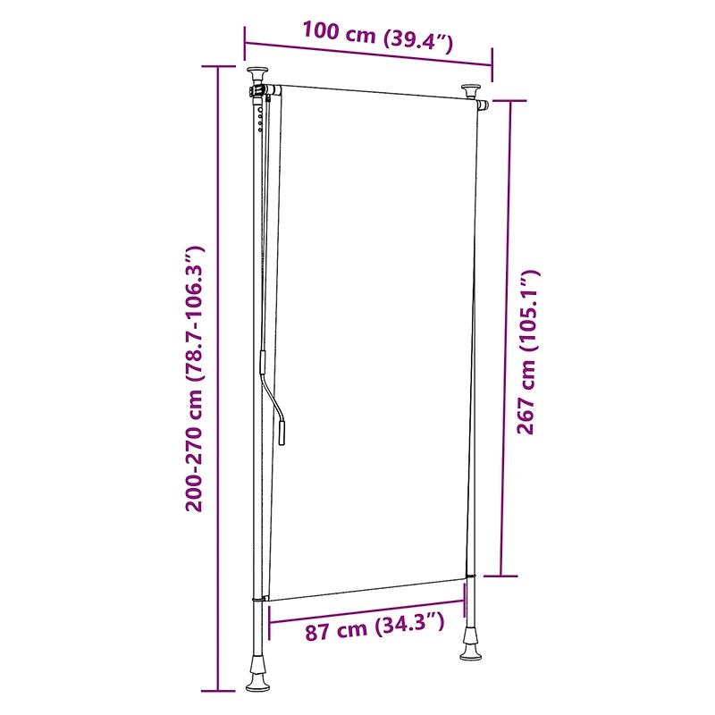 Outdoor Roller Blind Yellow and White 39.4"x106.3" Fabric&Steel