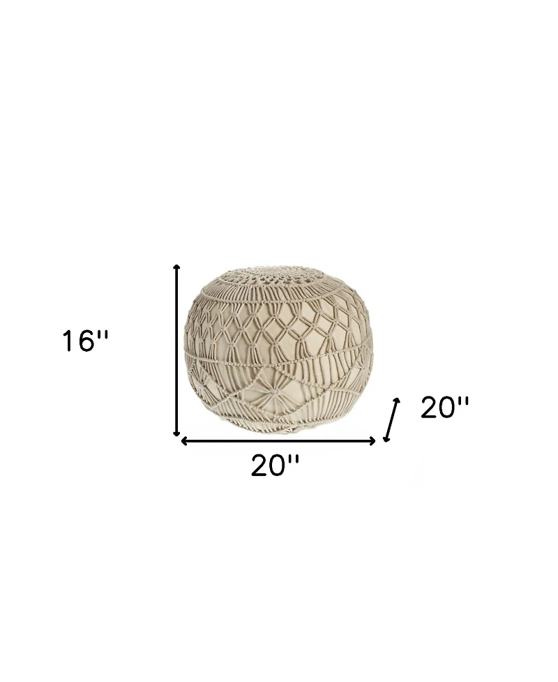 20" Cream 100% Cotton Ottoman