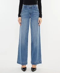 Kancan Women's High Rise Wide Leg Pull On Jeans