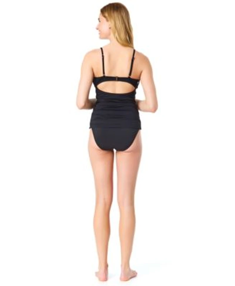 Cece Womens La Vie A La Mer Plunge Neck Tankini Top Textured Bikini Bottoms