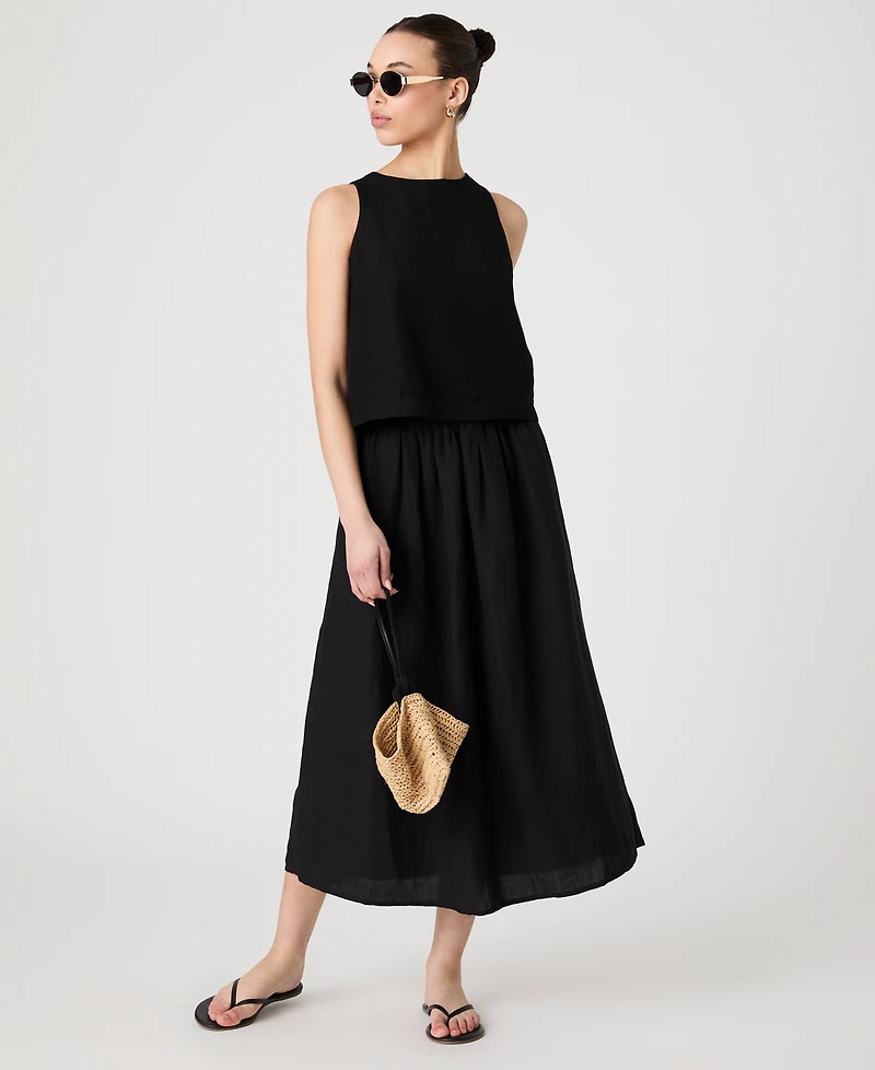 French Connection Women's Birdie Linen-Blend Midi Skirt