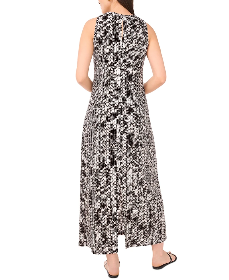 Vince Camuto Women's Printed Sleeveless Keyhole-Back Crewneck Maxi Dress