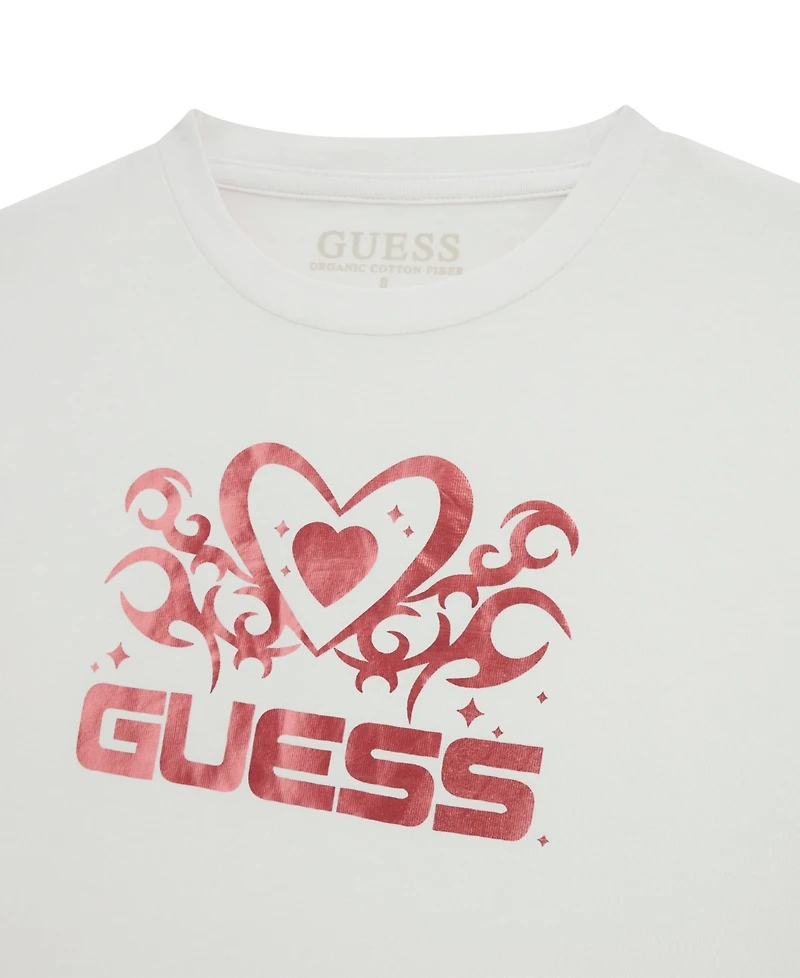 Guess Big Girl Short Sleeve with Shiny Foil Print Logo T-Shirt