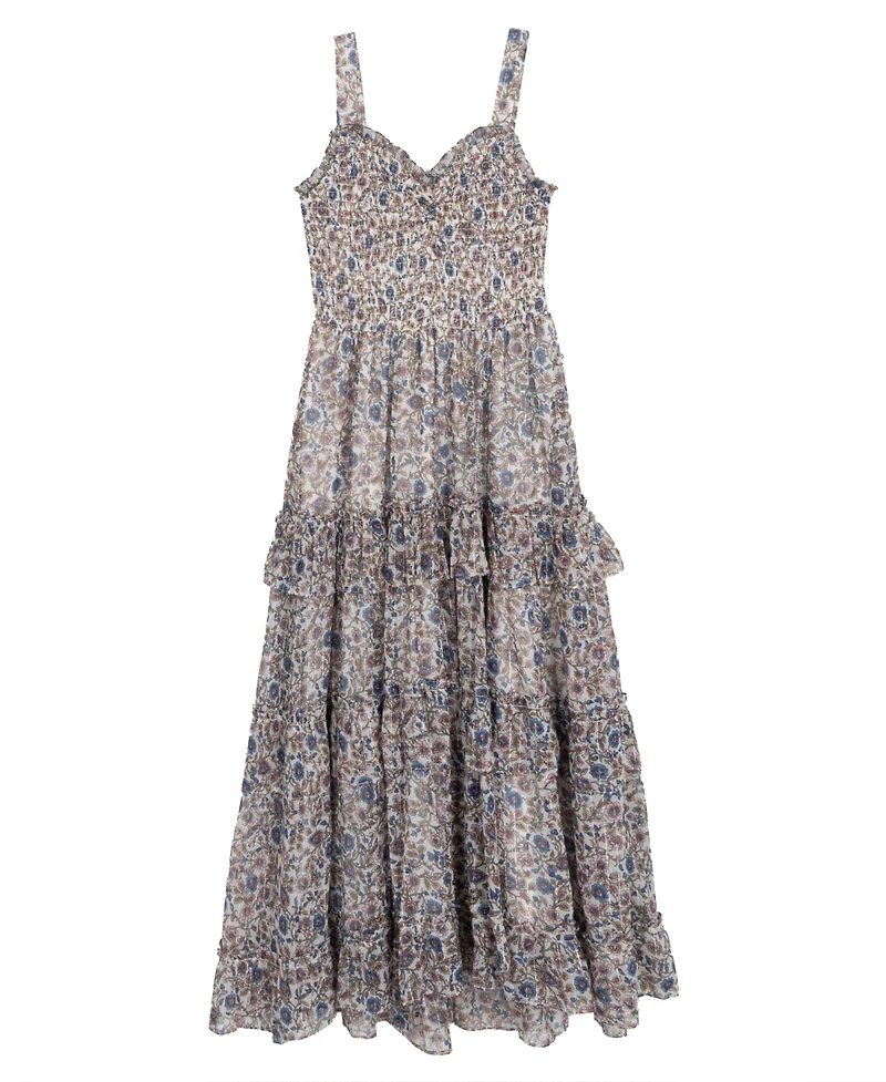 Rare Editions Big Girls 2-Piece Floral Maxi With Denim Vest and Dress Set