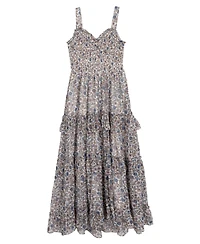 Rare Editions Big Girls 2-Piece Floral Maxi With Denim Vest and Dress Set