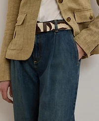 Lauren Ralph Women's High-Rise Pleated Wide-Leg Jeans