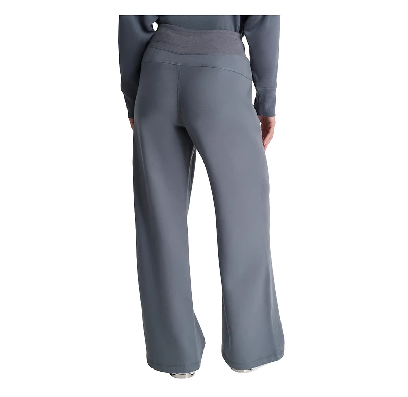 Dkny Women's Embroidered Logo Pull On Wide Leg Pants