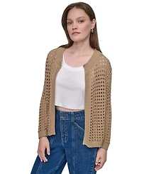 Dkny Jeans Women's Open-Stitch Drop-Shoulder Cardigan Sweater
