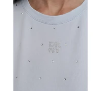 Dkny Jeans Women's Rhinestones Crewneck T-Shirt