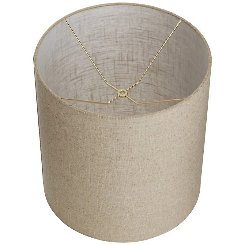 Springcrest 14" Top x 14" Bottom x 15" High x Lamp Shade Replacement Medium Tall Oatmeal Drum Rustic Linen Spider Harp Finial