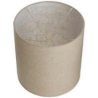 Springcrest 14" Top x 14" Bottom x 15" High x Lamp Shade Replacement Medium Tall Oatmeal Drum Rustic Linen Spider Harp Finial