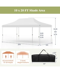 10 x 20 Ft Pop-up Canopy Tent with Carrying Bag-White