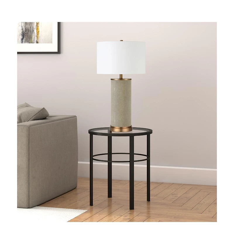 Glass Top Round End Table – Sturdy Steel Base for a Chic Industrial Look