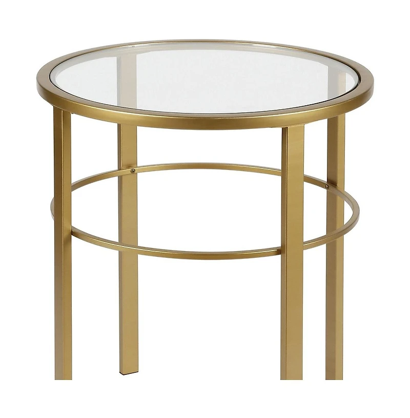 Glass Top Round End Table – Sturdy Steel Base for a Chic Industrial Look
