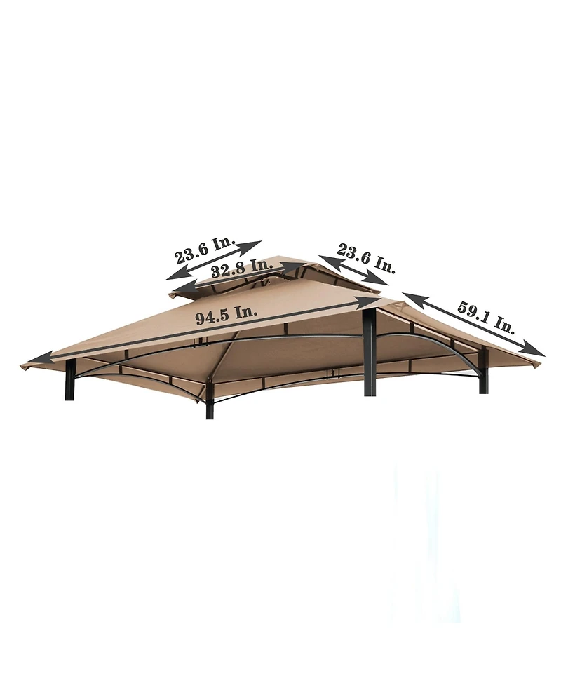 8x5Ft Grill Gazebo Replacement Canopy,Double Tiered Bbq Tent Roof Top Cover