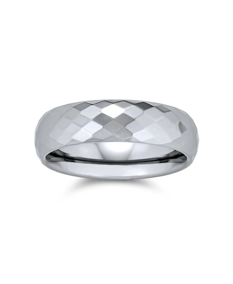 Bling Jewelry Multi Faceted Prism Cut Titanium Band Rings Silver Tone Comfort Fit 6MM