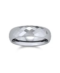 Bling Jewelry Multi Faceted Prism Cut Titanium Band Rings Silver Tone Comfort Fit 6MM