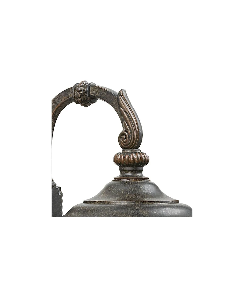 John Timberland Bellagio Vintage Outdoor Wall Light Fixtures Set of 2 Veranda Bronze Downbridge 16 1/2" Champagne Hammered Glass for Post Exterio