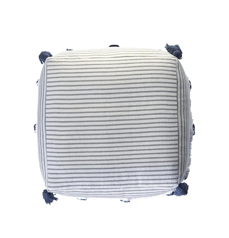 18" Grey 100% Cotton Ottoman