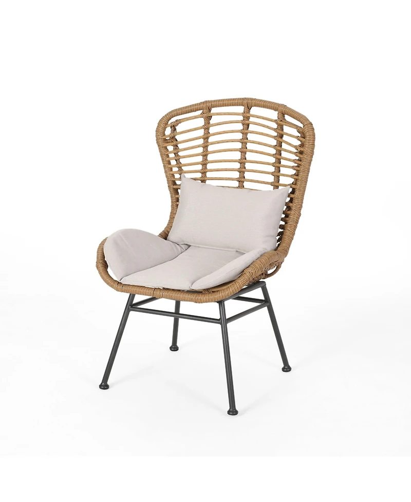 Set of 2 Wicker Chairs with Cushion Outdoor Dining Chairs