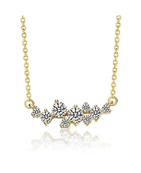 Sterling Silver 14K Gold Plated with Clear Moissanite Sleek Rectangular Pendant Necklace