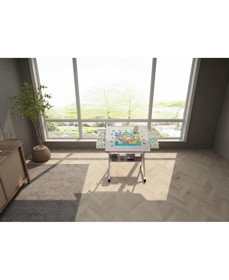 Streamdale Jigsaw Puzzle Table Board 1500 Pieces with 4 Drawers (White)
