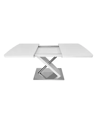 White Extendable Dining Table, Metal Base, 4-6 People