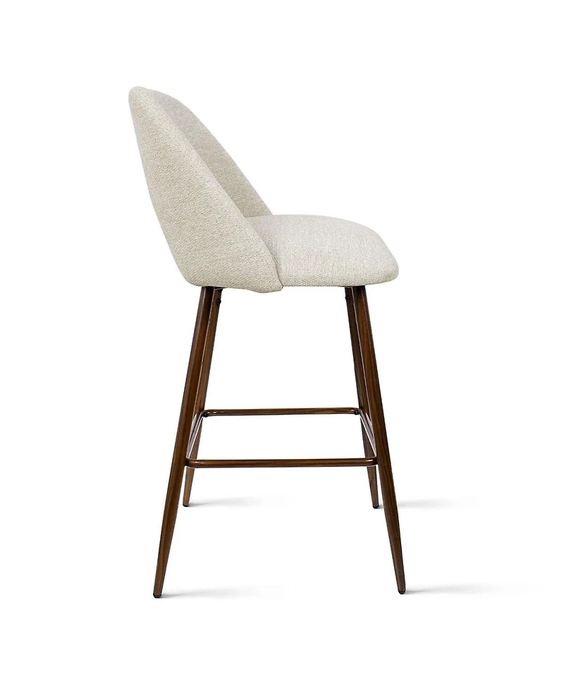 Set of 4 Counter Height Bar Stools, Mid-Century Modern Chairs with Walnut Wood Legs and Backrest-Maison Boucle