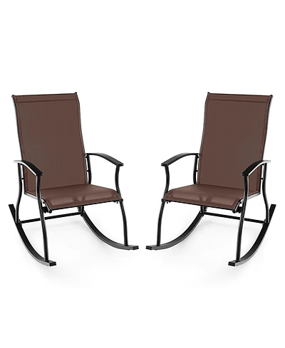2 Pieces Outdoor Rocking Chairs with Breathable Backrest